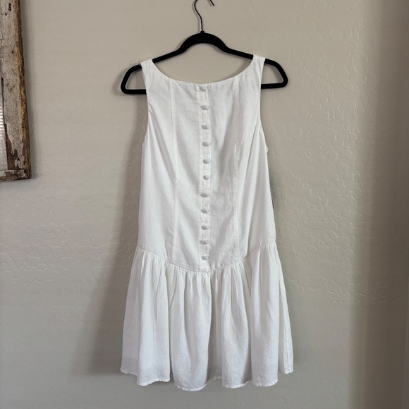 WILD FABLE Linen Blend Button-Front Drop Waist Mini Dress in White NEW - Picture 14 of 15